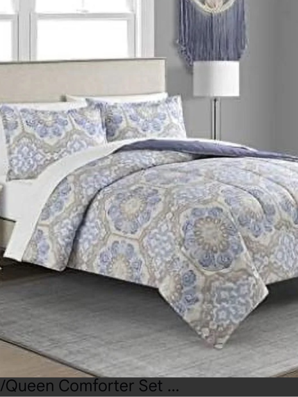Sasha Set of 2 blankets and 2 pillow cases Blue/beige/Gray colour